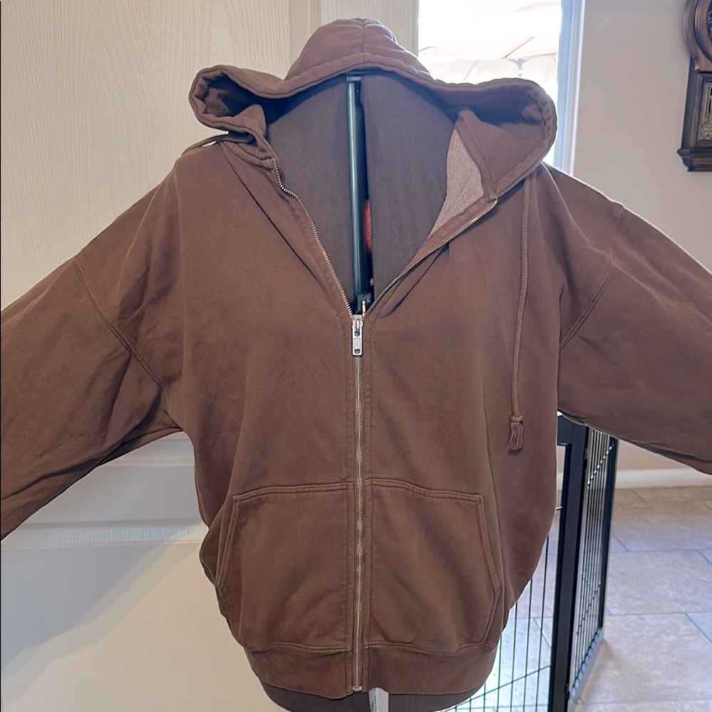 Zara Brown Lightweight Shirt Jacket with Hood